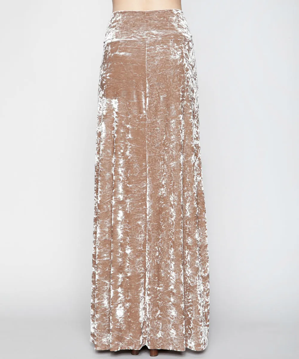 THE ARABELLA VELVET MAXI SKIRT IN ECRU