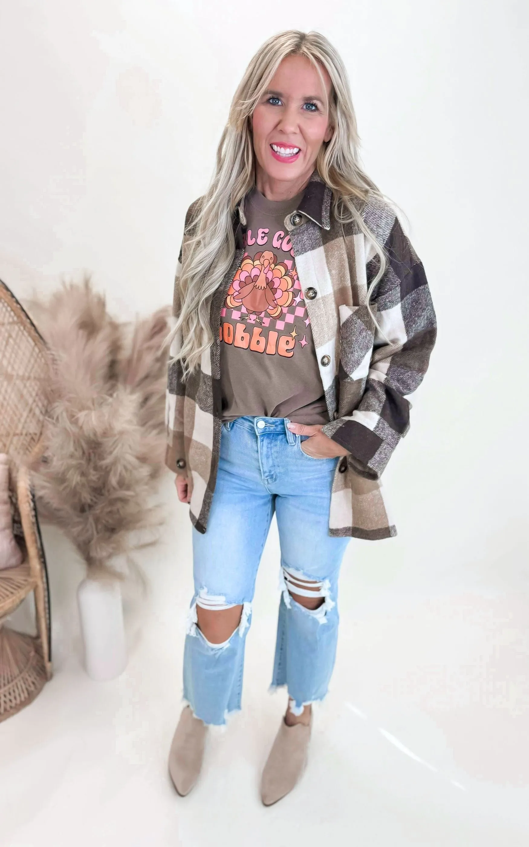 The Brown Sugar Plaid Flannel Shacket