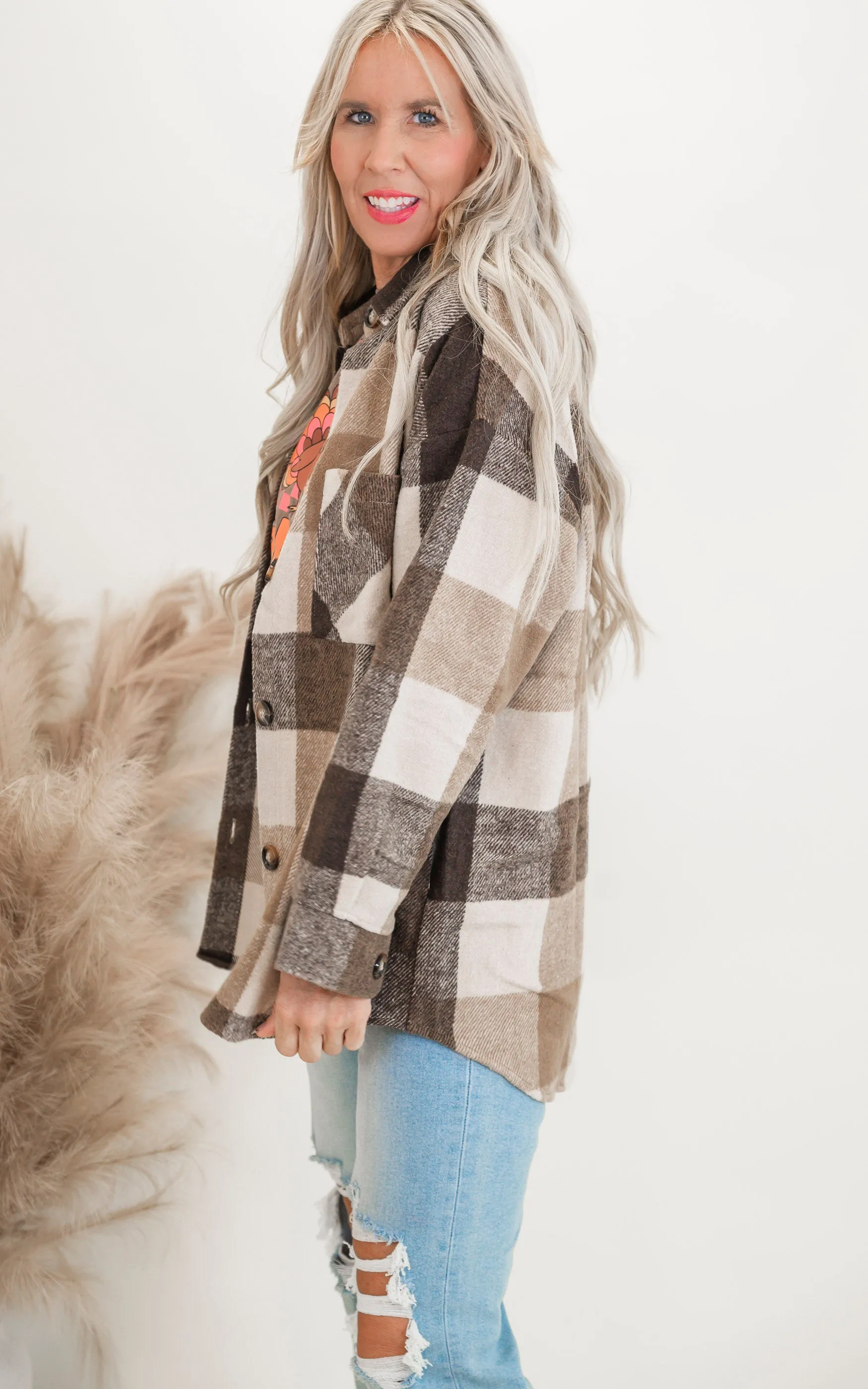 The Brown Sugar Plaid Flannel Shacket