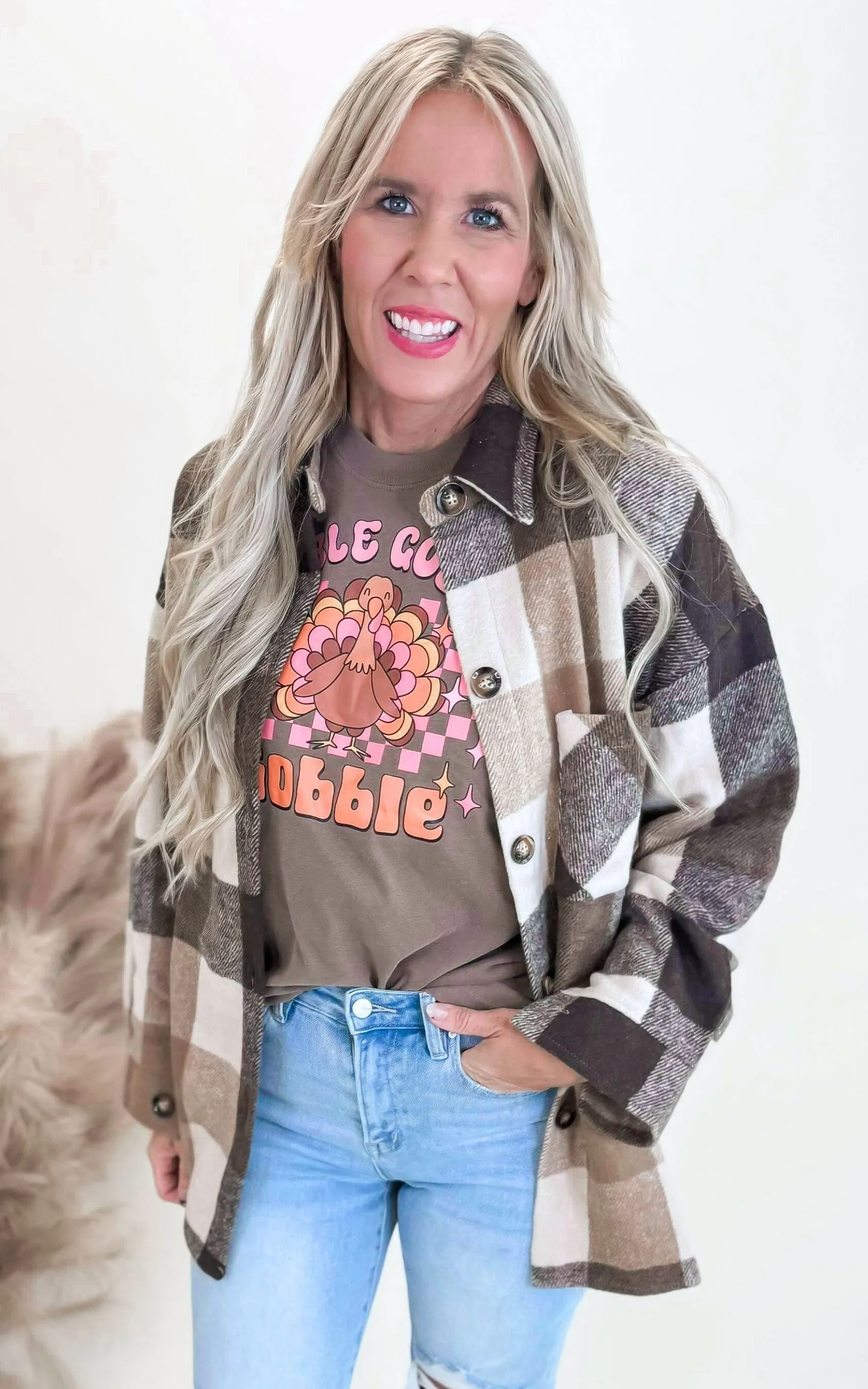 The Brown Sugar Plaid Flannel Shacket