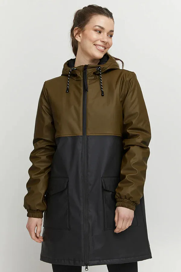 The Eli Colourblock Raincoat - Olive Mix