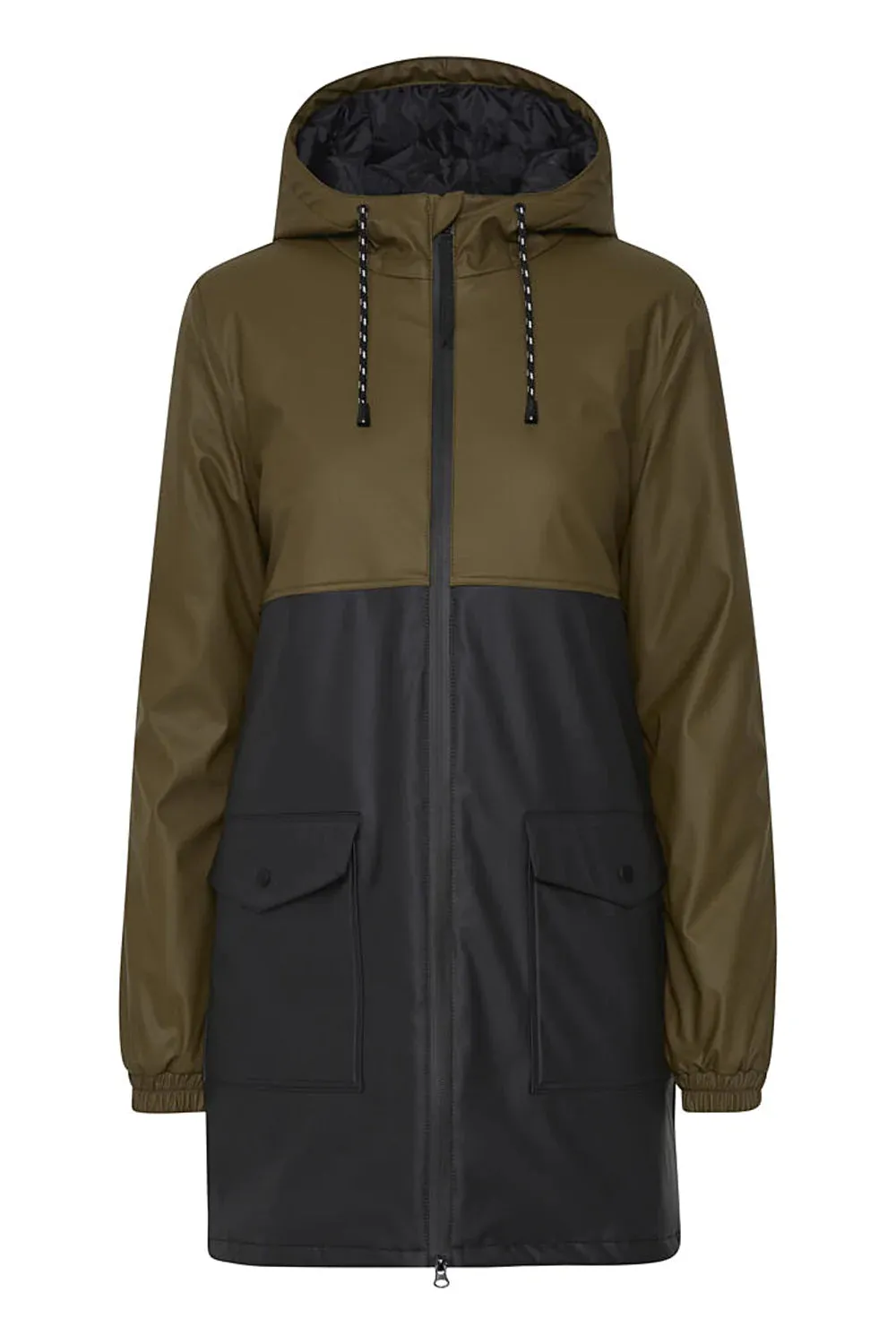 The Eli Colourblock Raincoat - Olive Mix