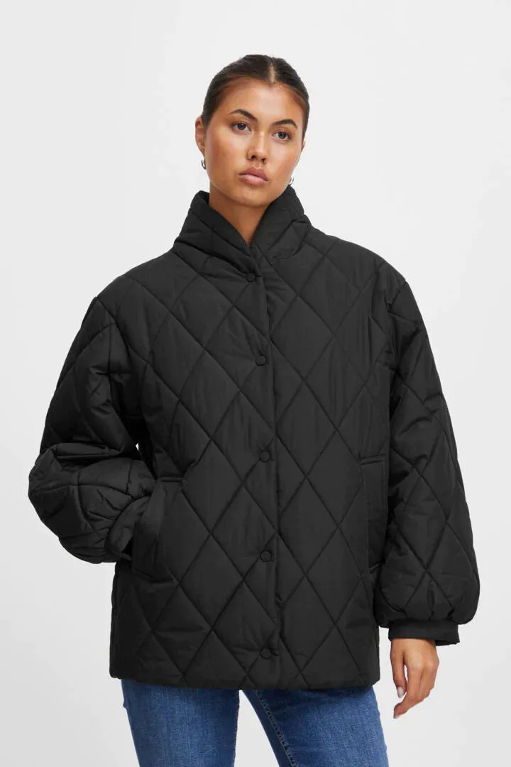 The Hansa Short Quilted Jacket - Black