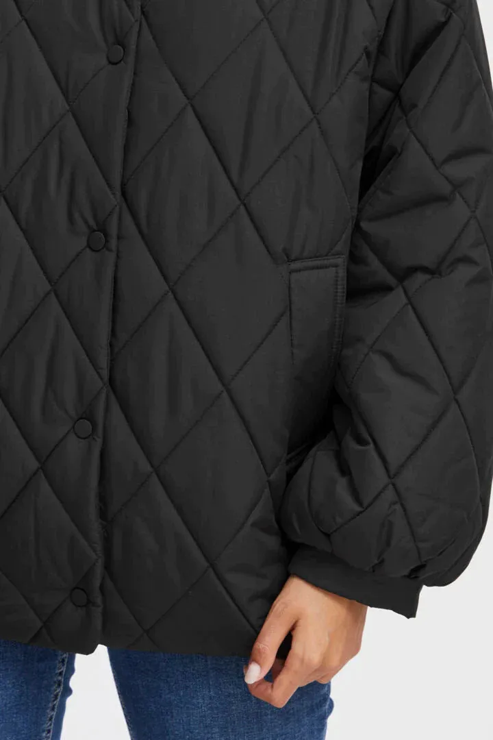 The Hansa Short Quilted Jacket - Black