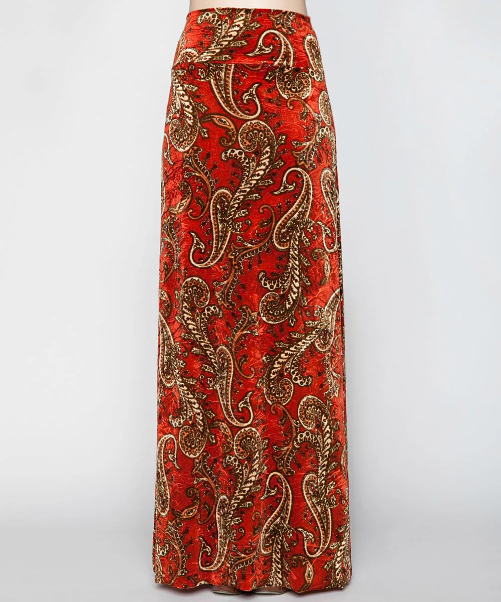 THE RED PAISLEY ARABELLA MAXI SKIRT