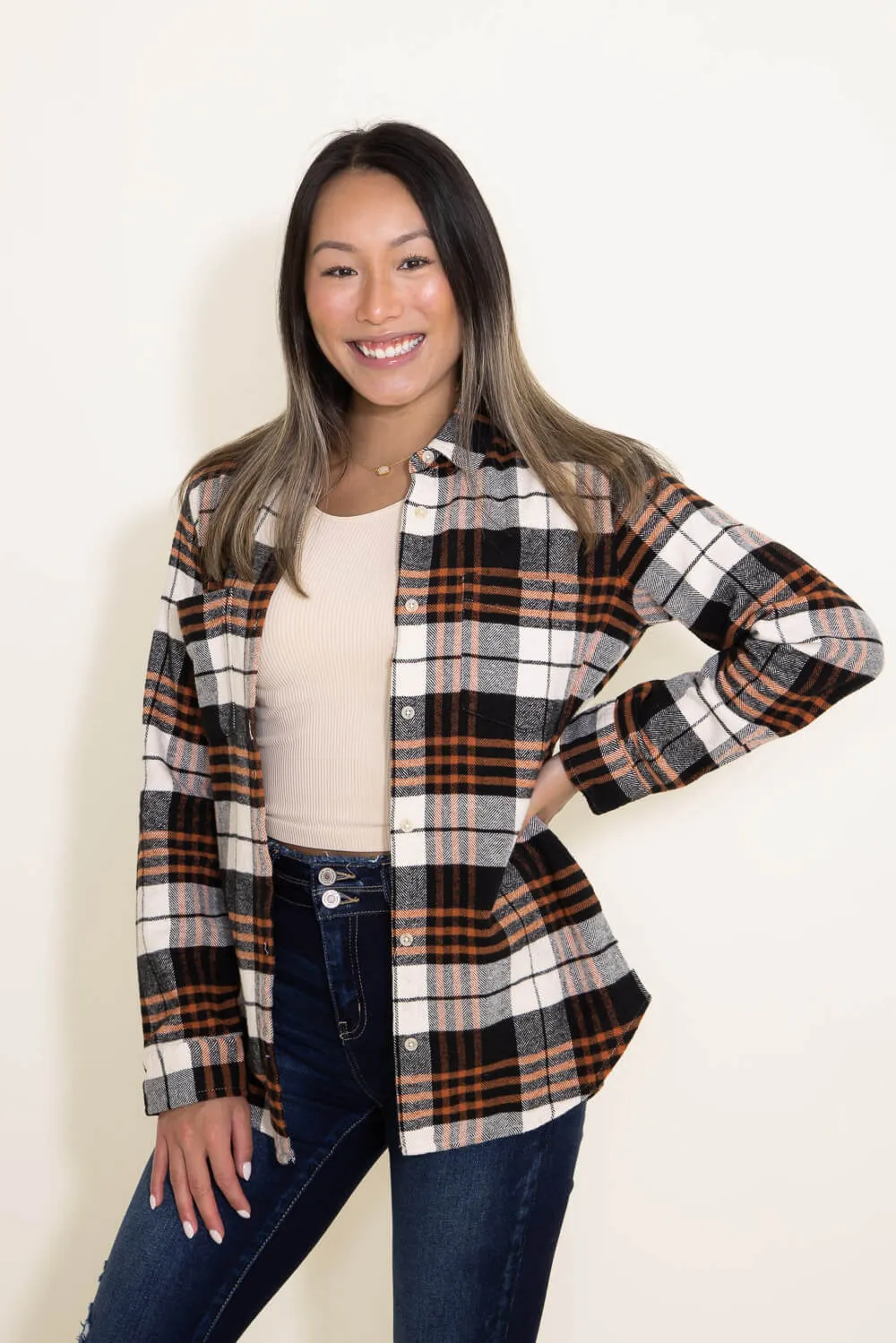 Thread & Supply Jamie Plaid Shirt for Women in Copper Cream Plaid | T1879CFTS-COPPERCREAMPLAID