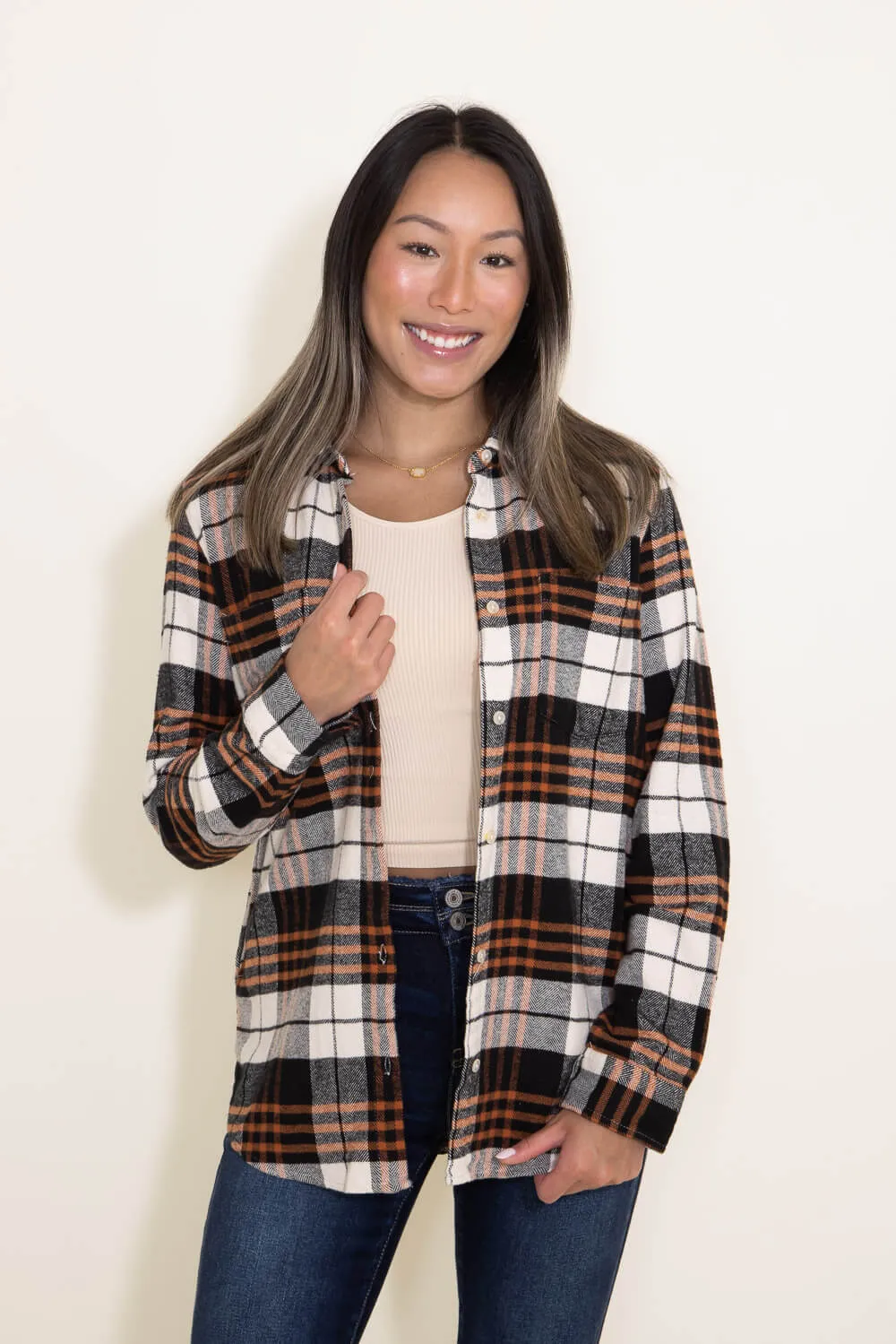 Thread & Supply Jamie Plaid Shirt for Women in Copper Cream Plaid | T1879CFTS-COPPERCREAMPLAID