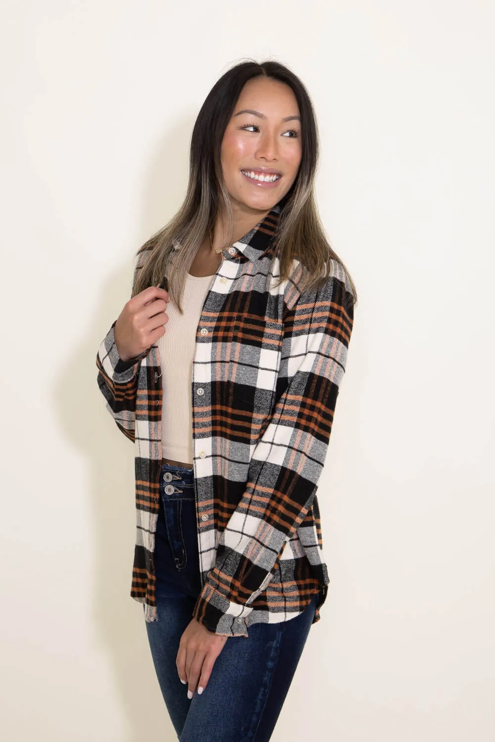 Thread & Supply Jamie Plaid Shirt for Women in Copper Cream Plaid | T1879CFTS-COPPERCREAMPLAID