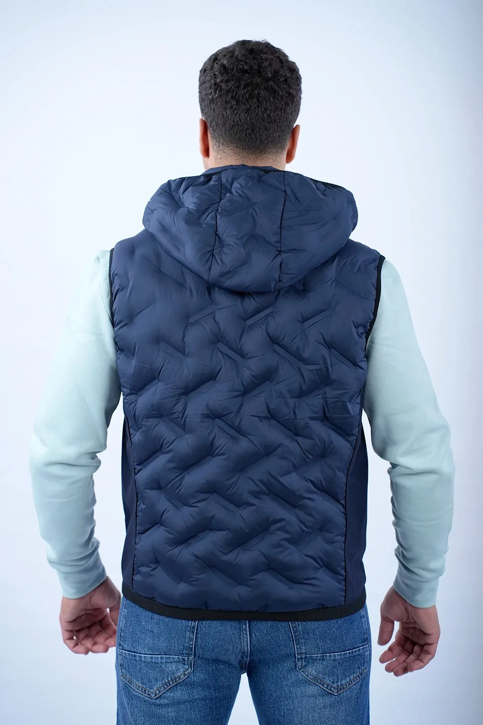 Tom Tailor Navy Puffer Vest With Hood