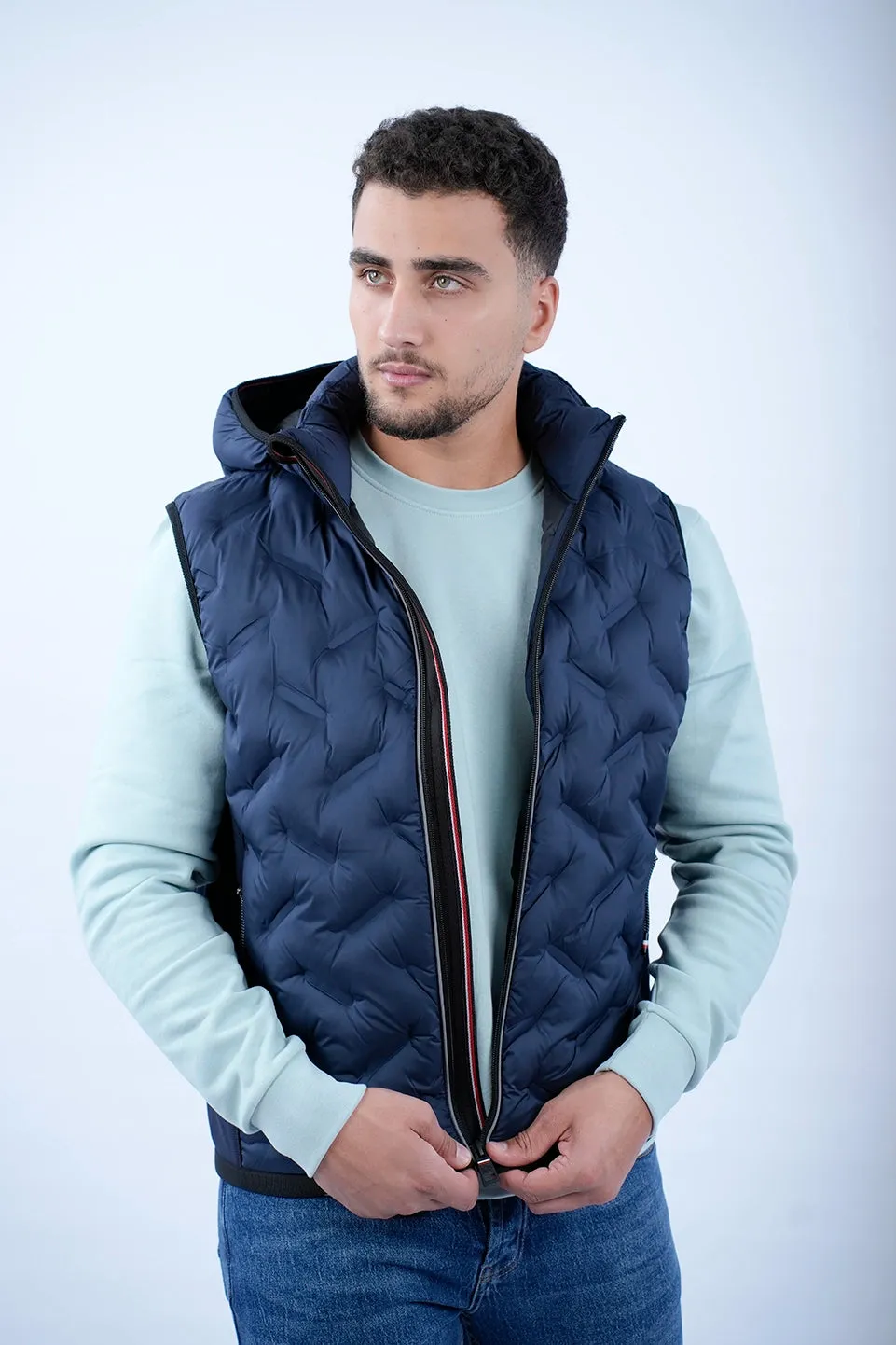 Tom Tailor Navy Puffer Vest With Hood