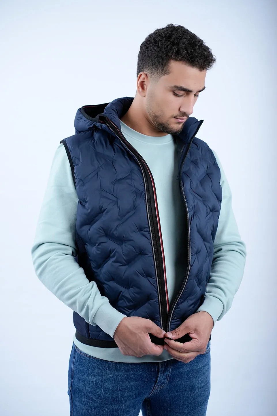 Tom Tailor Navy Puffer Vest With Hood