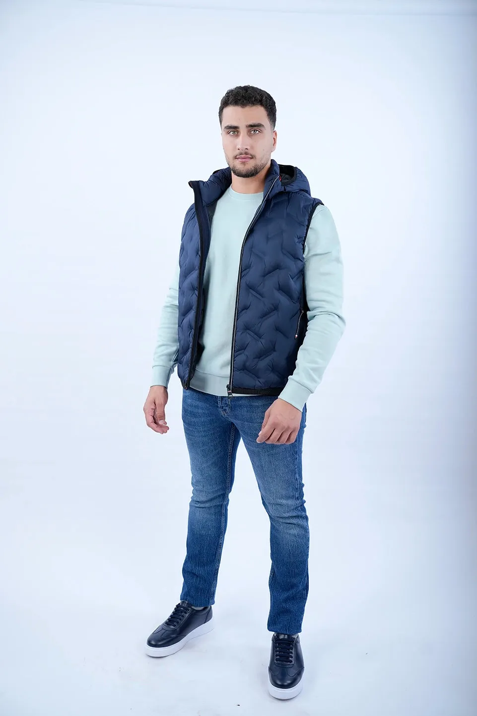 Tom Tailor Navy Puffer Vest With Hood