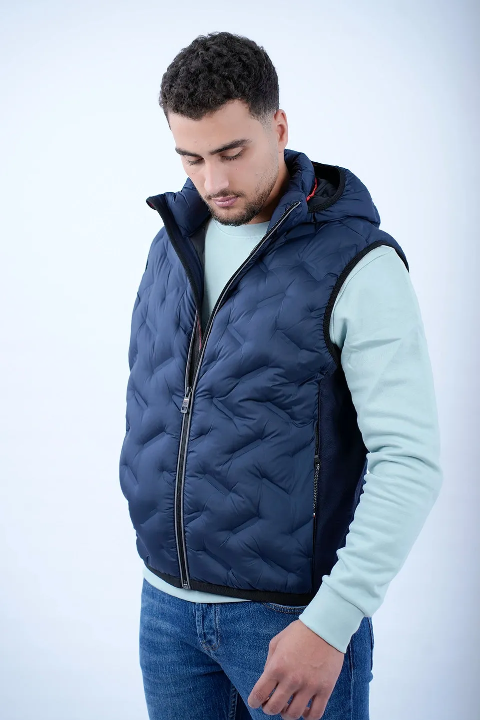 Tom Tailor Navy Puffer Vest With Hood