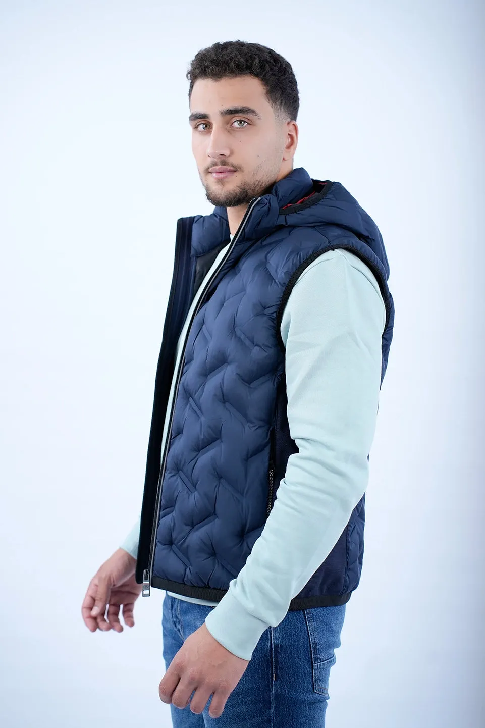 Tom Tailor Navy Puffer Vest With Hood