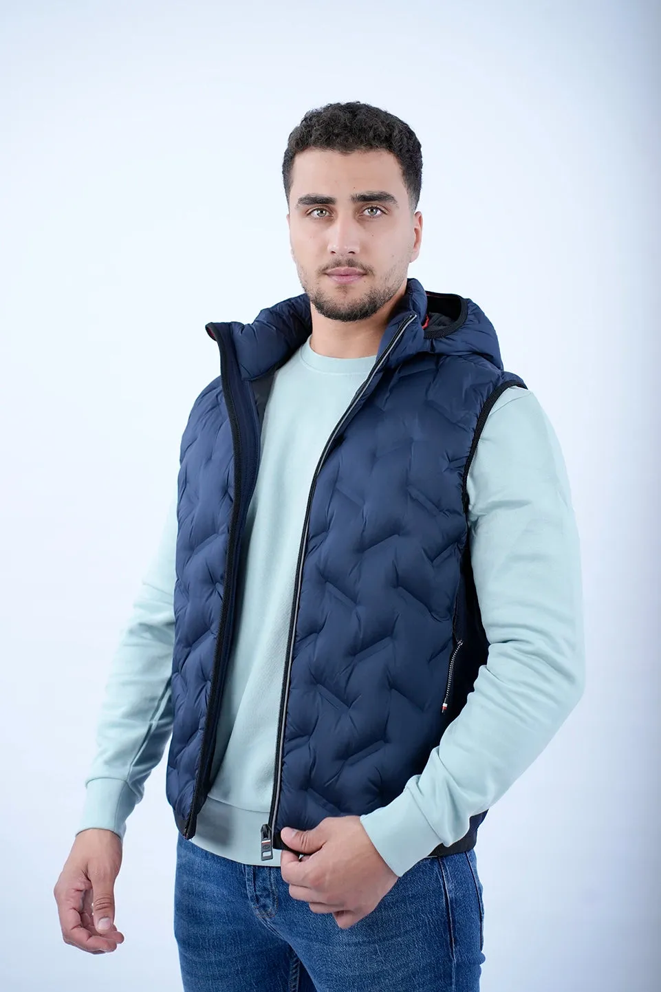 Tom Tailor Navy Puffer Vest With Hood