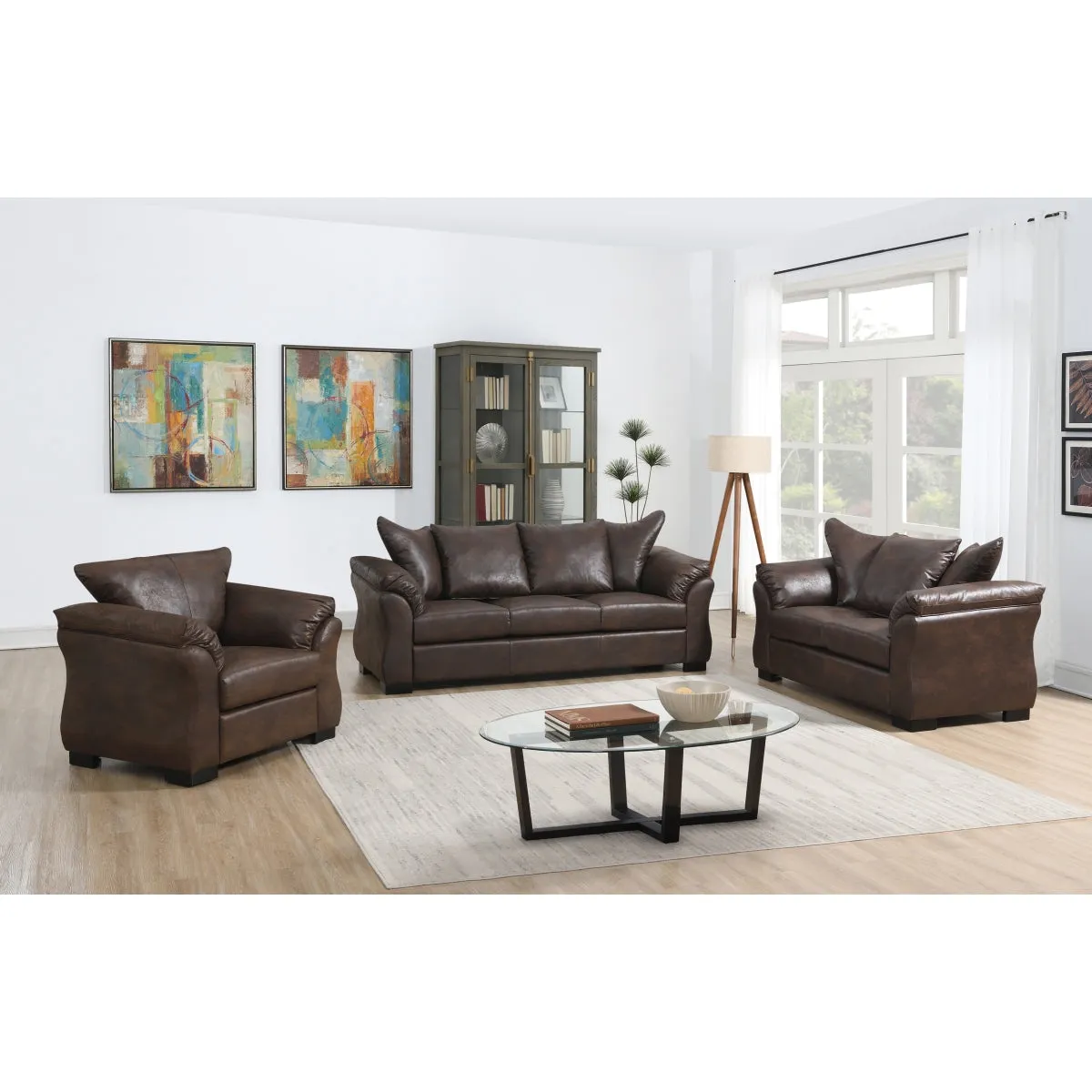 Transitional Modern Brown Microfiber Chair with Removable Cushions