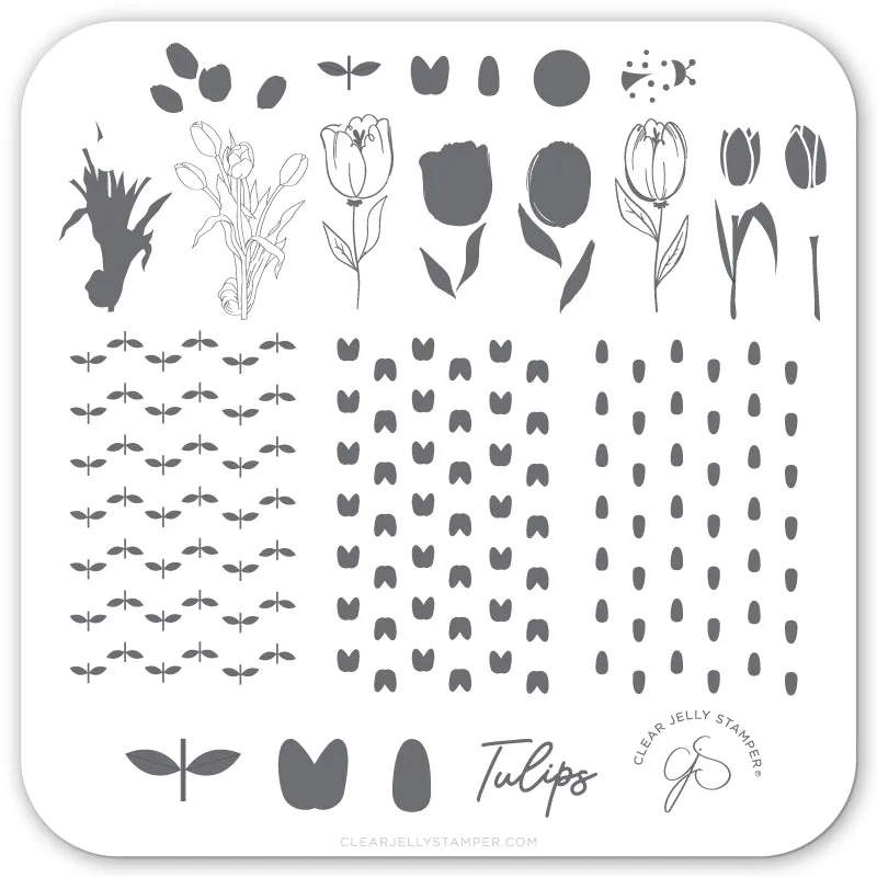 Tu Many Tulips (CjS-111) Steel Layered Nail Art Stamping Plate