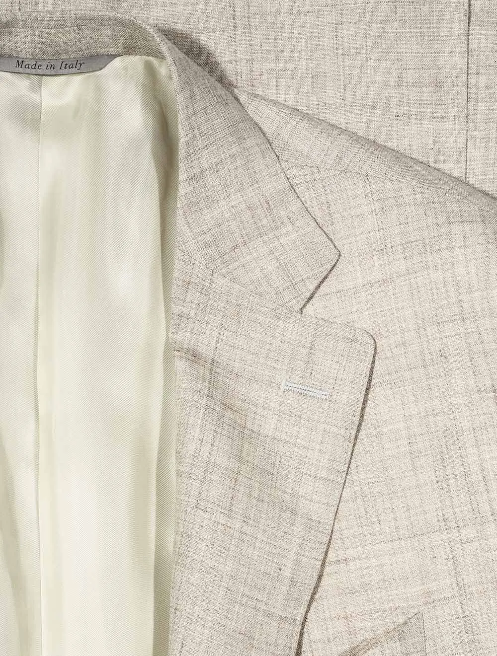 Unlined Wool Silk Linen Suit Beige