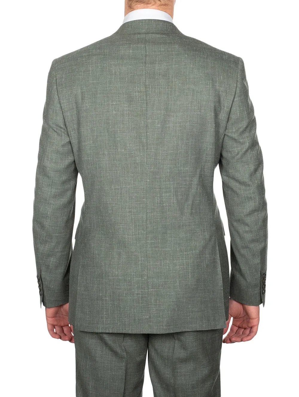 Unlined Wool Silk Linen Suit Green