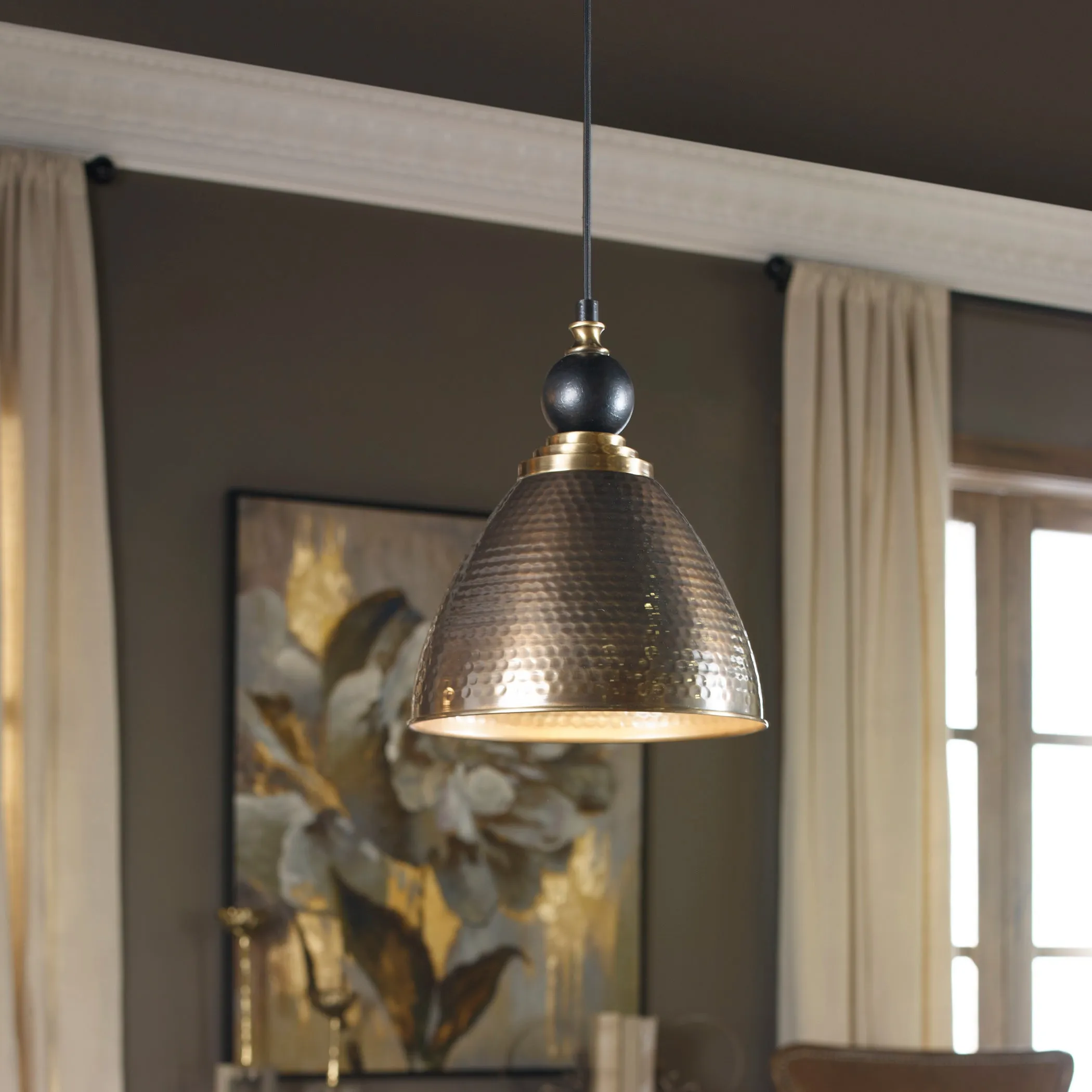 Uttermost Adastra 1 Light Antique Brass Pendant