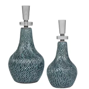 Uttermost Almera Dark Teal Bottles, S/2