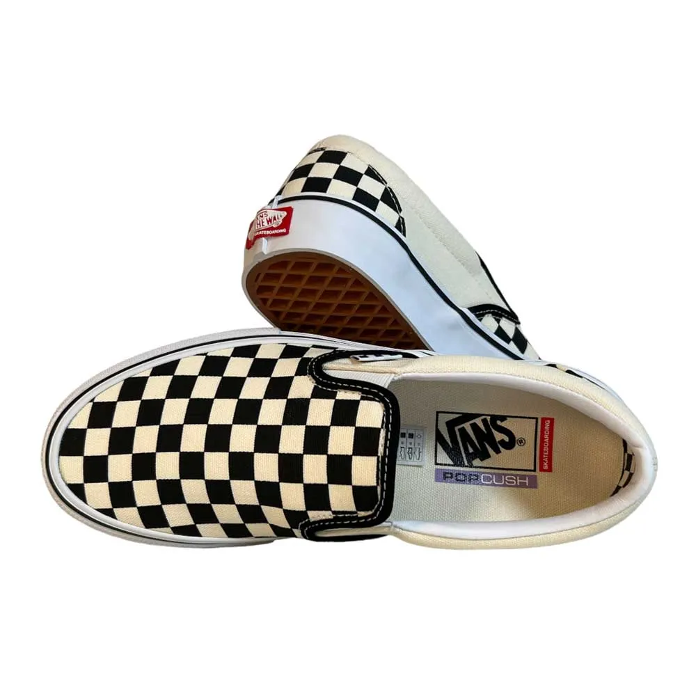 Vans Skate Slip On Checkerboard Black Off White Canvas