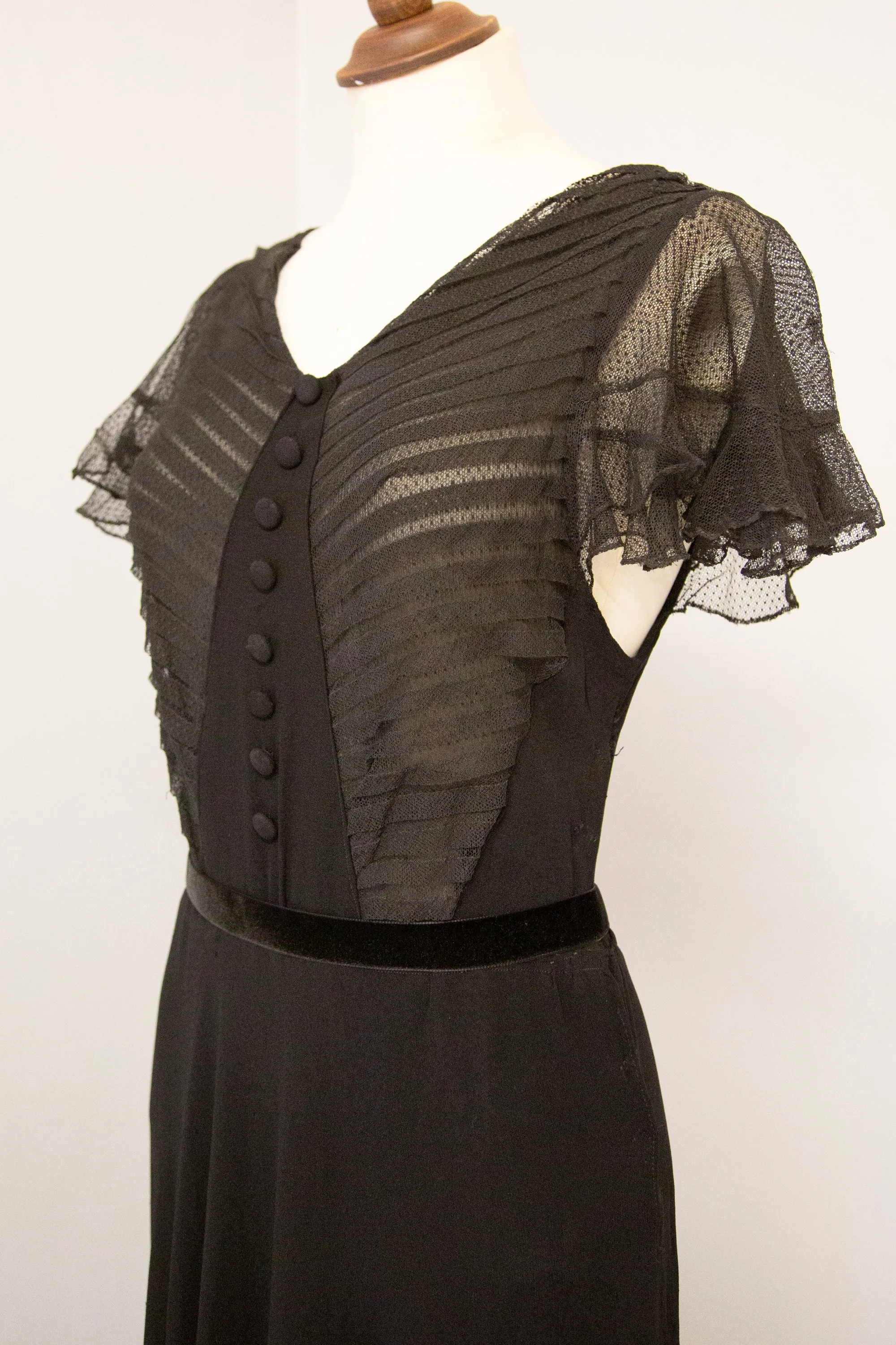 Vintage 1930s Black Tulle Dress