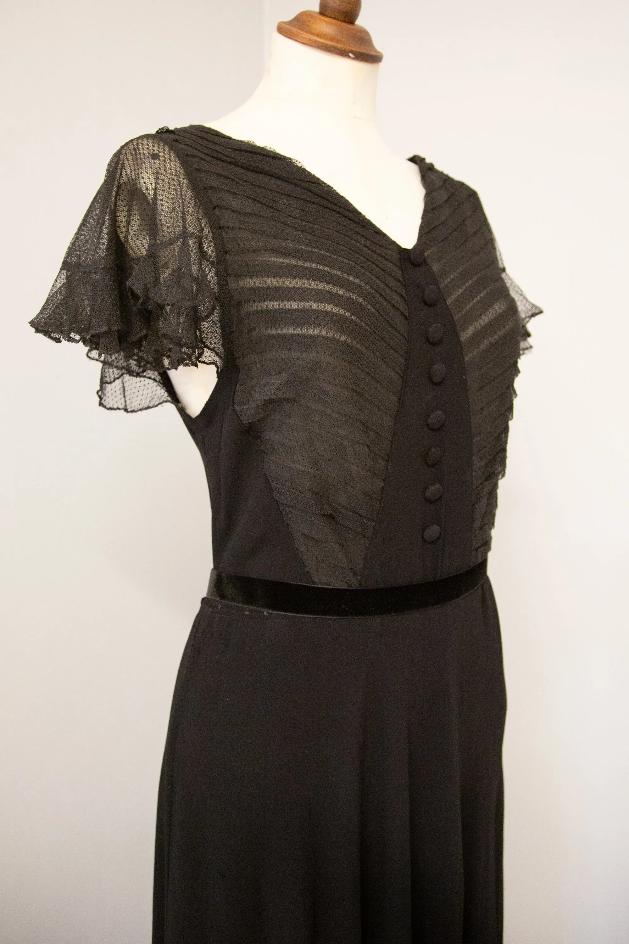 Vintage 1930s Black Tulle Dress