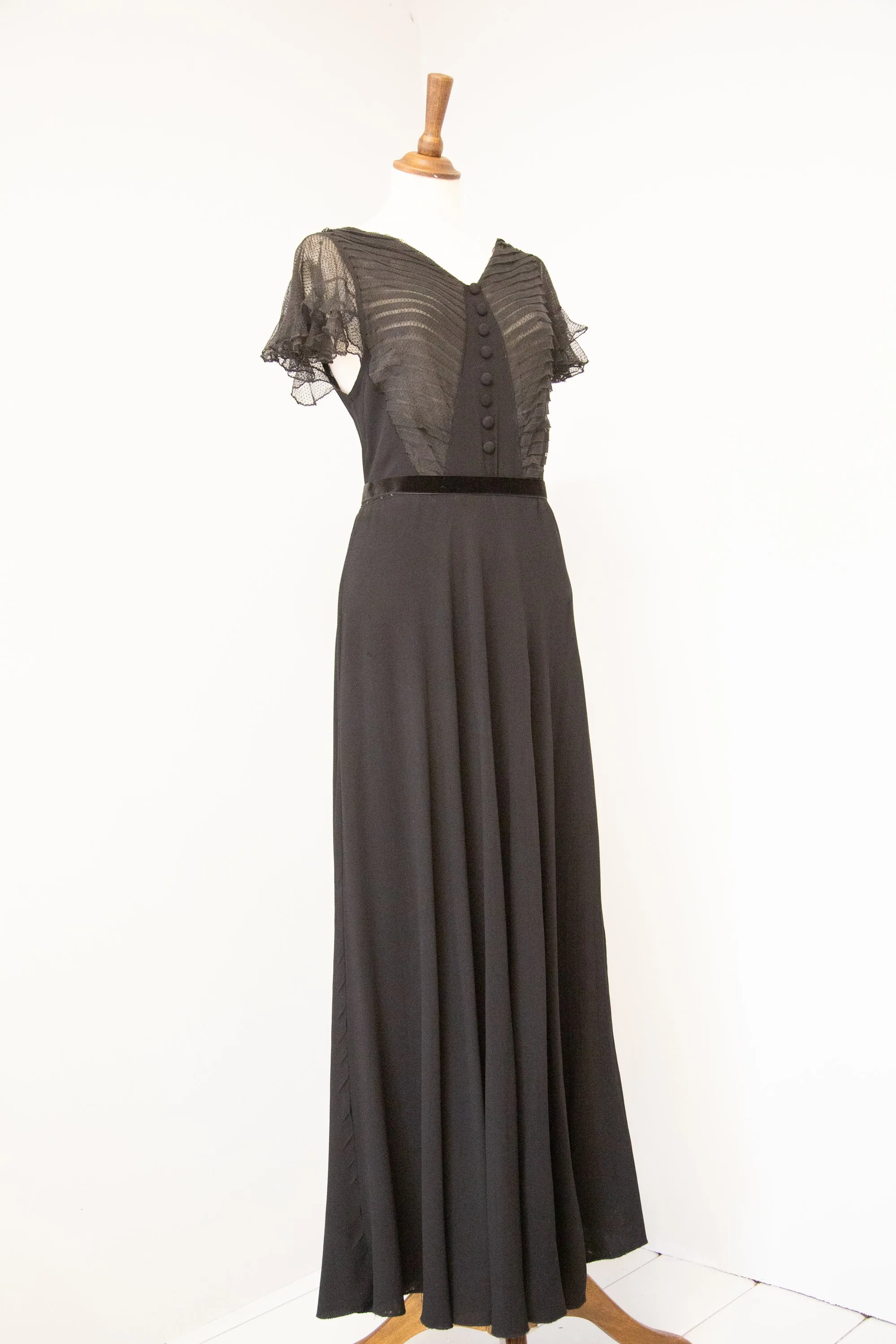 Vintage 1930s Black Tulle Dress