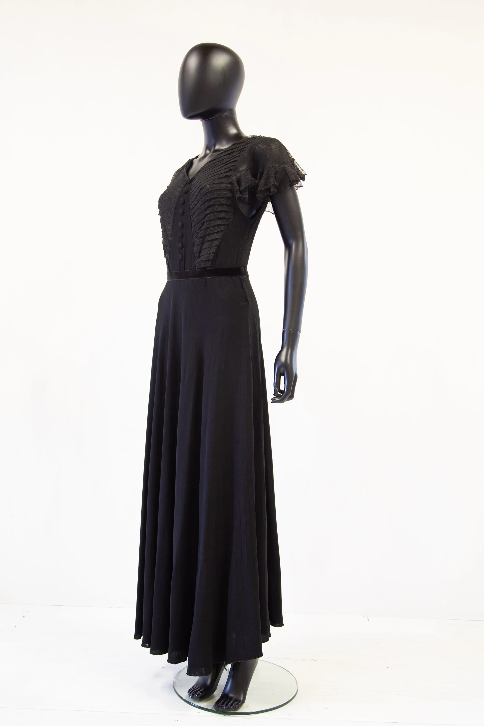 Vintage 1930s Black Tulle Dress