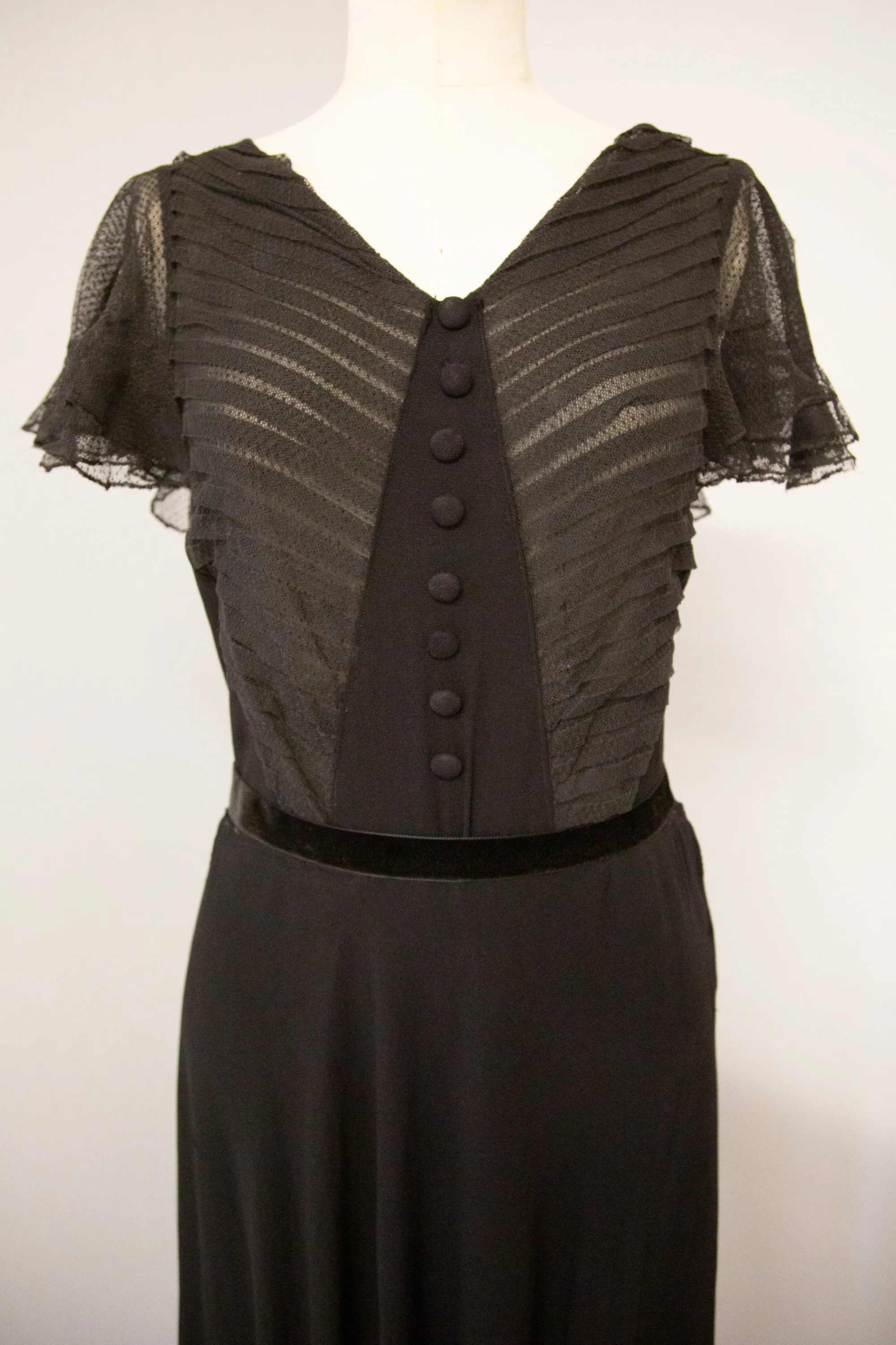 Vintage 1930s Black Tulle Dress