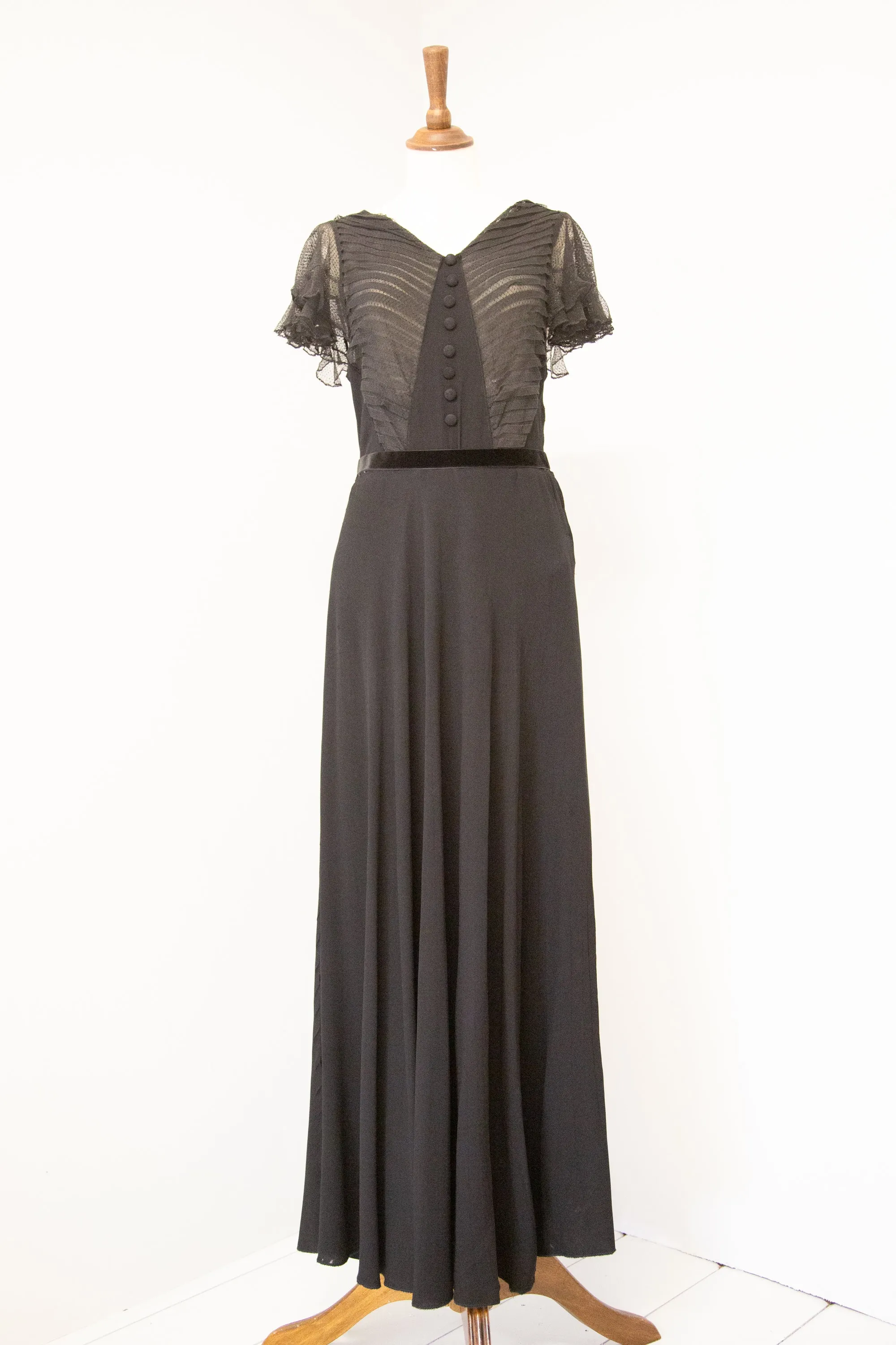 Vintage 1930s Black Tulle Dress