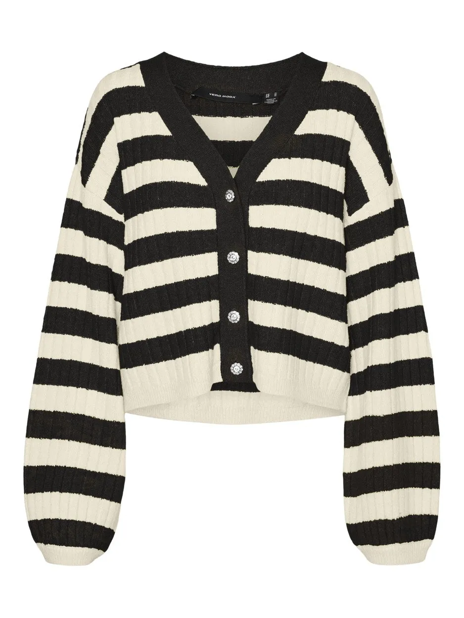 Vmelya Ls V-neck Cardigan Ga Boo - Zwart Dessin