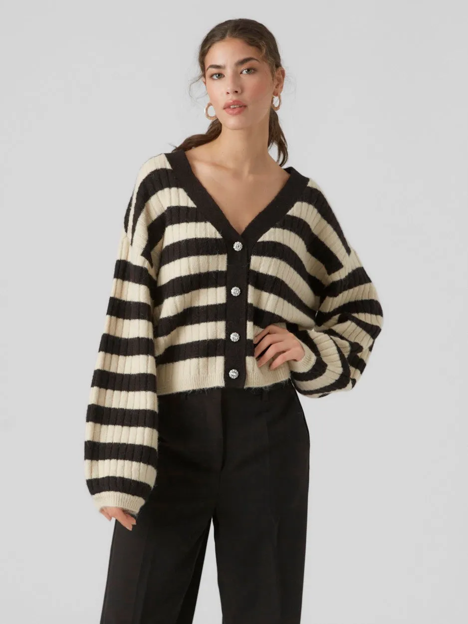 Vmelya Ls V-neck Cardigan Ga Boo - Zwart Dessin