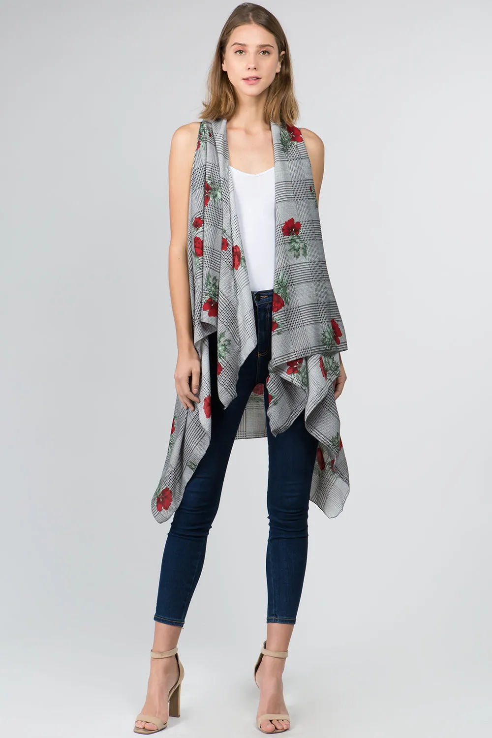 VP-9341 flower over checker design vest