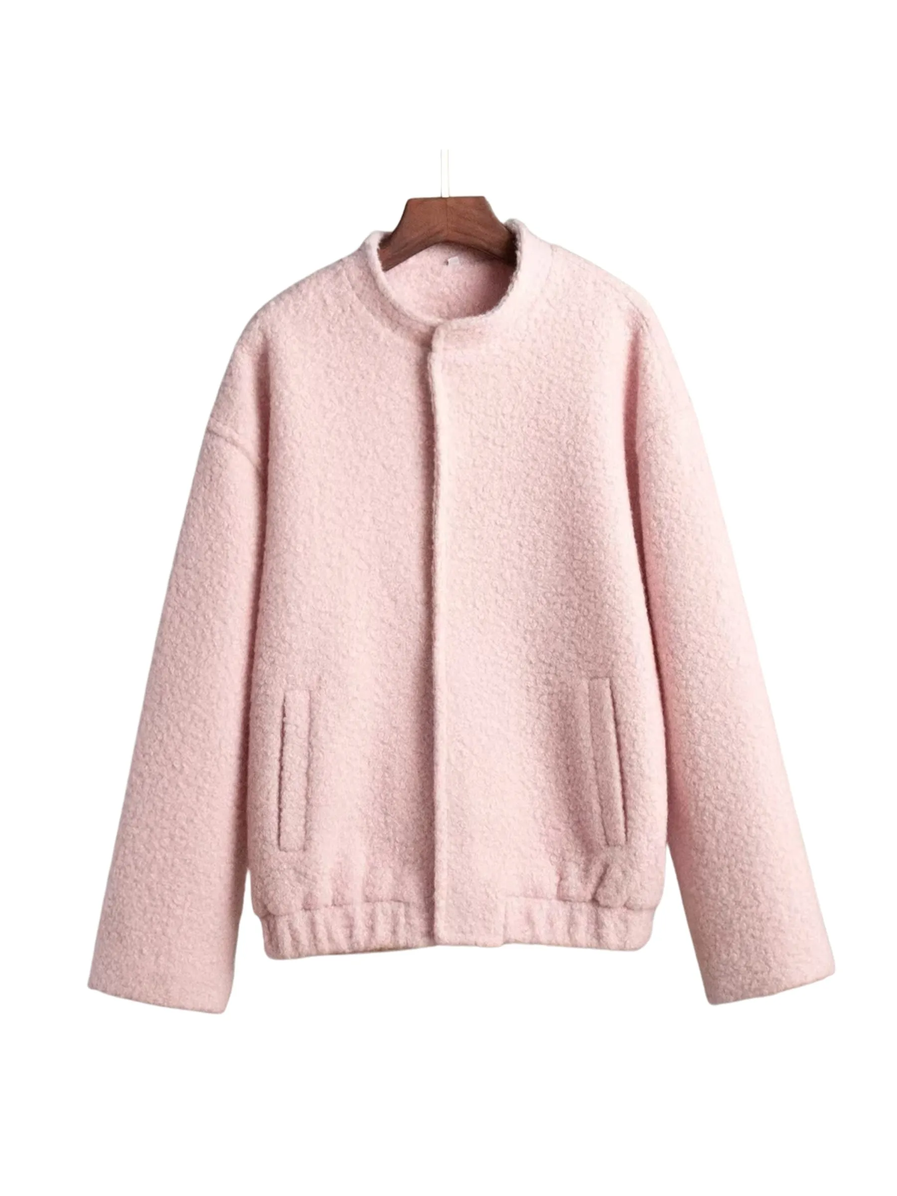 Wenkouban-Winter Outfits Christmas Nathaly Soft Pink Bouclé Jacket