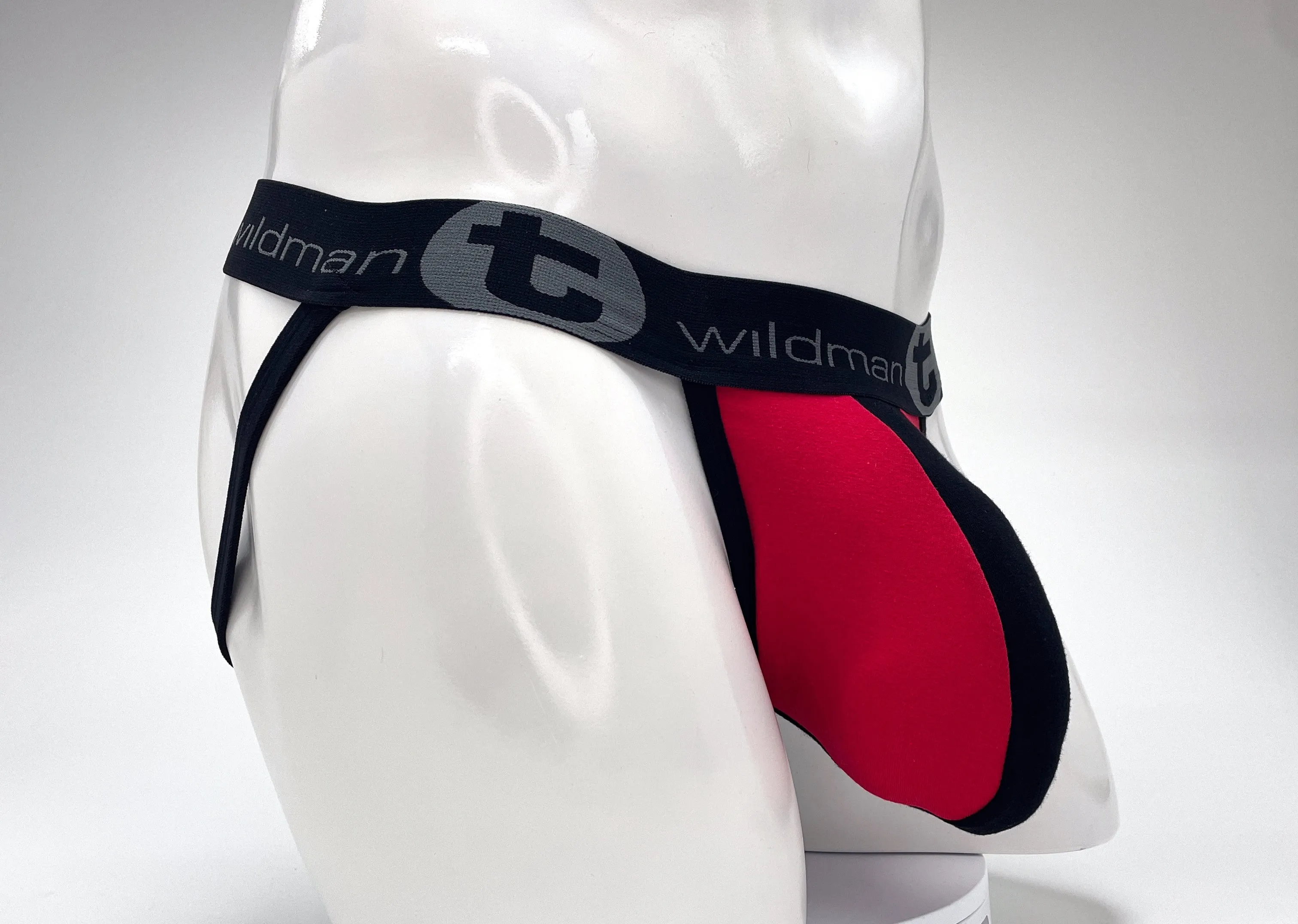 WildmanT Cotton Big Boy Pouch Stripe Jockstrap Red/Black