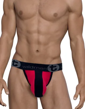 WildmanT Cotton Big Boy Pouch Stripe Jockstrap Red/Black