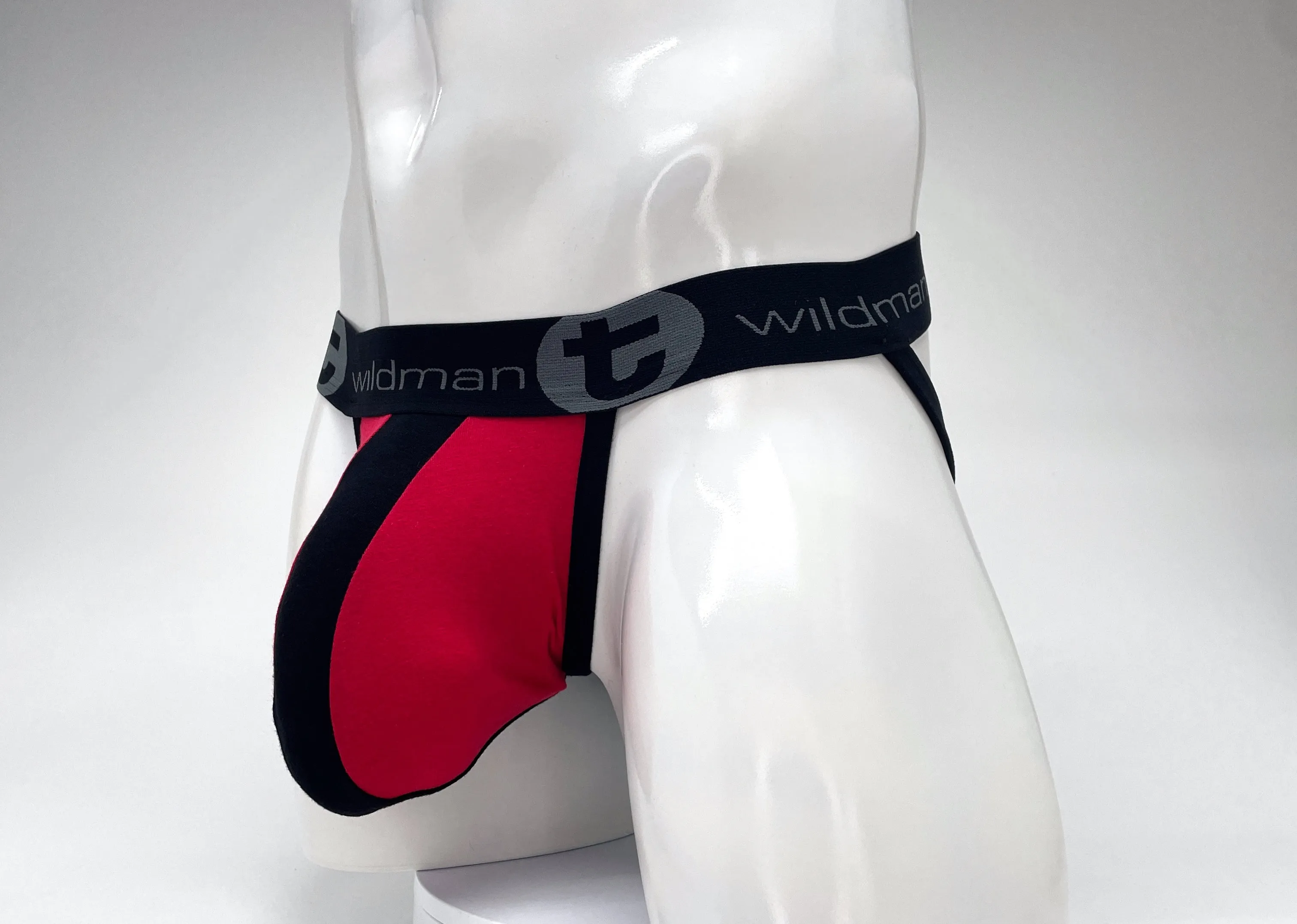 WildmanT Cotton Big Boy Pouch Stripe Jockstrap Red/Black