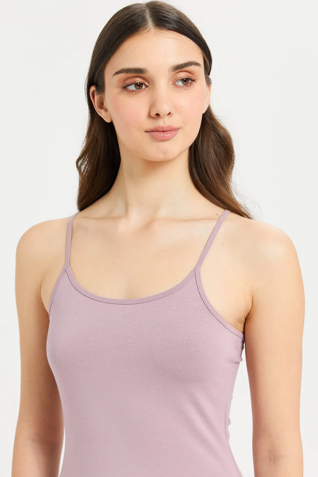 Women Mauve Plain Strappy Vest