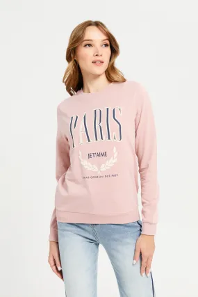 Women Pink Paris Printed Sweatshirt