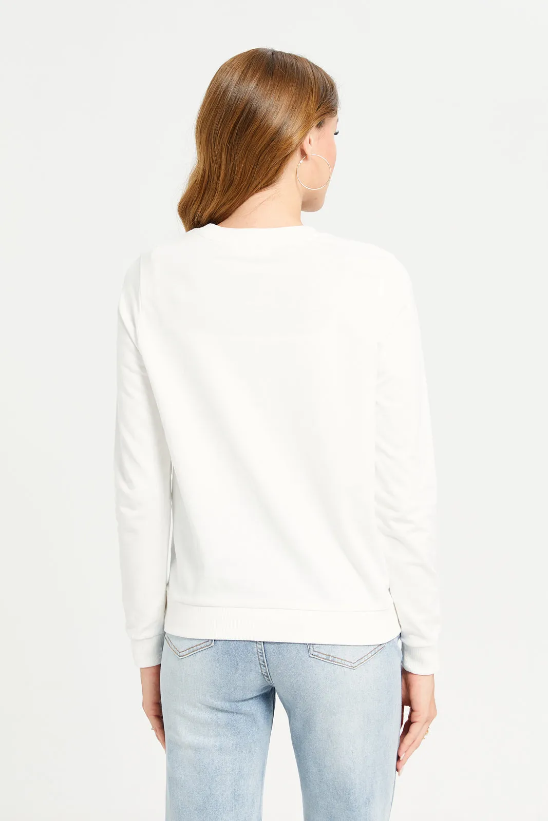 Women White New York Printed Sweatshirt