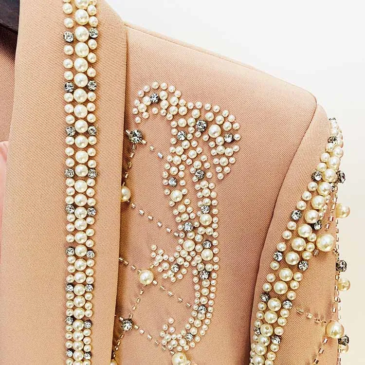 Women's Beaded Blazer Jacket Studded Mini Dress