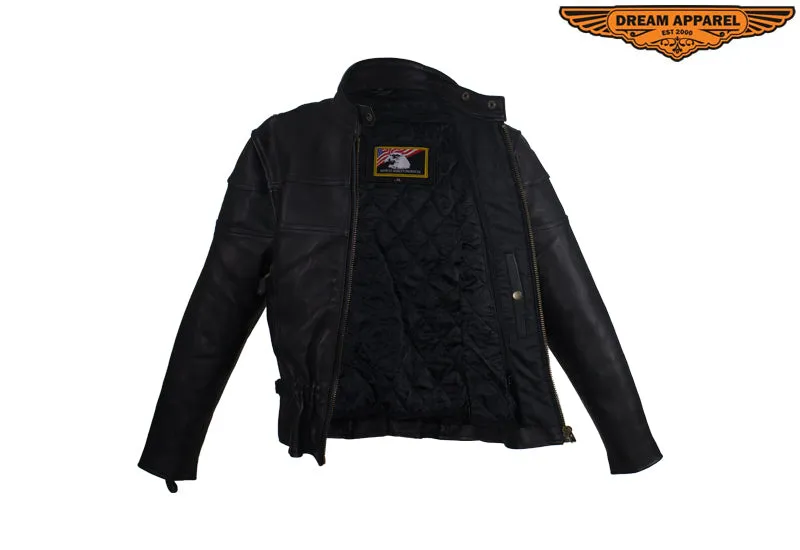 Womens Racer Jacket With Gathere Waist