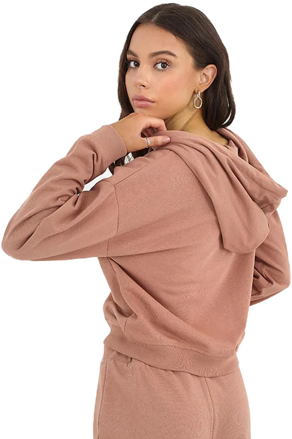 Womens Zipper Cropped Hoodie