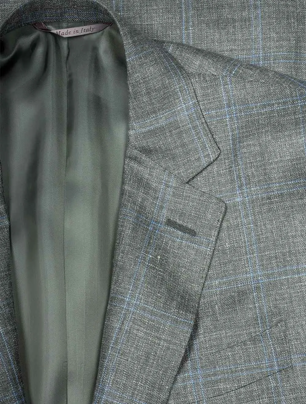 Wool Silk And Linen Check Jacket Green