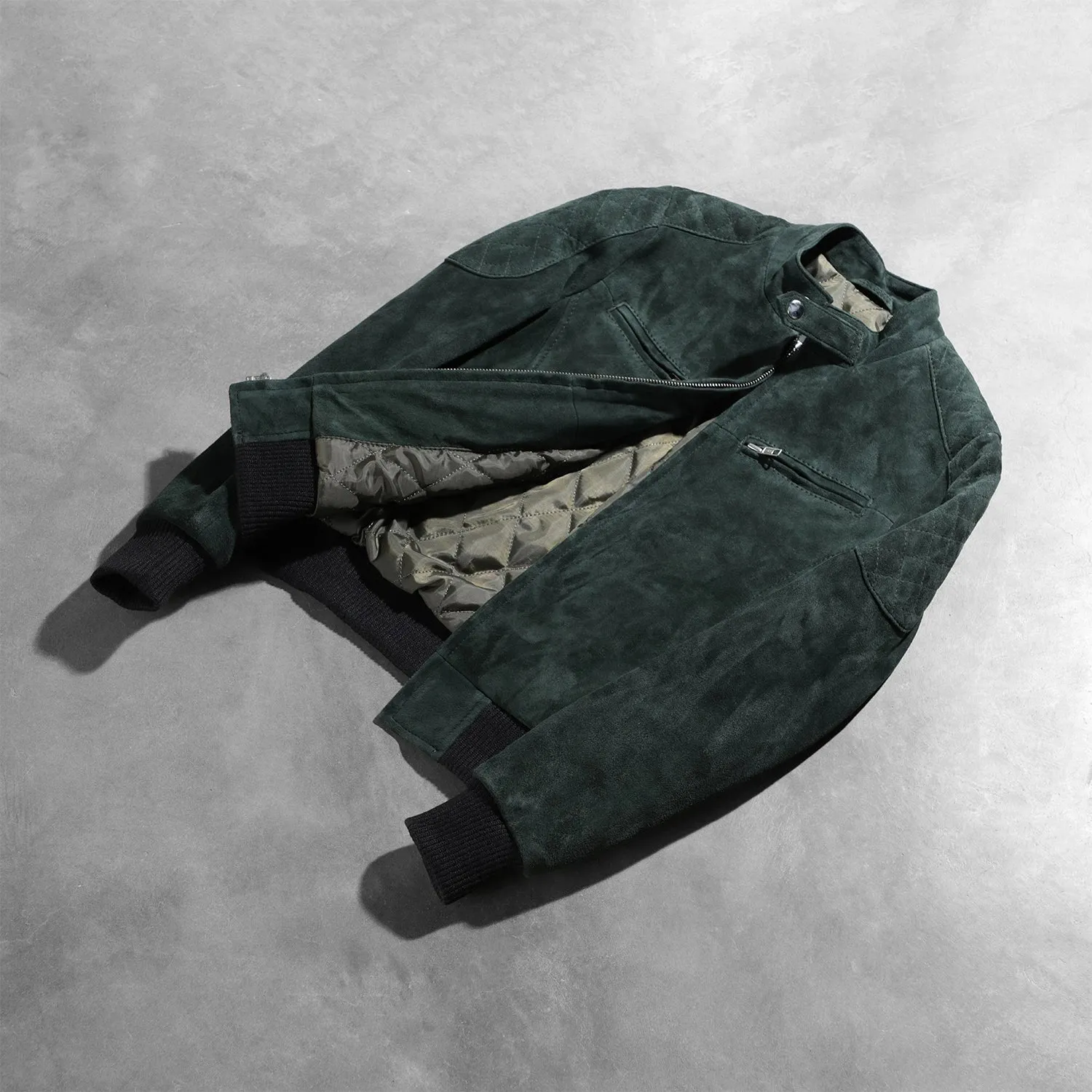 Zenna Green Suede Bomber Jacket